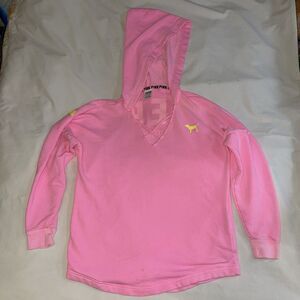 Women's XS Love Pink By Victoria Secret Lace Up Loose Baggie Pullover Hoodie Dog